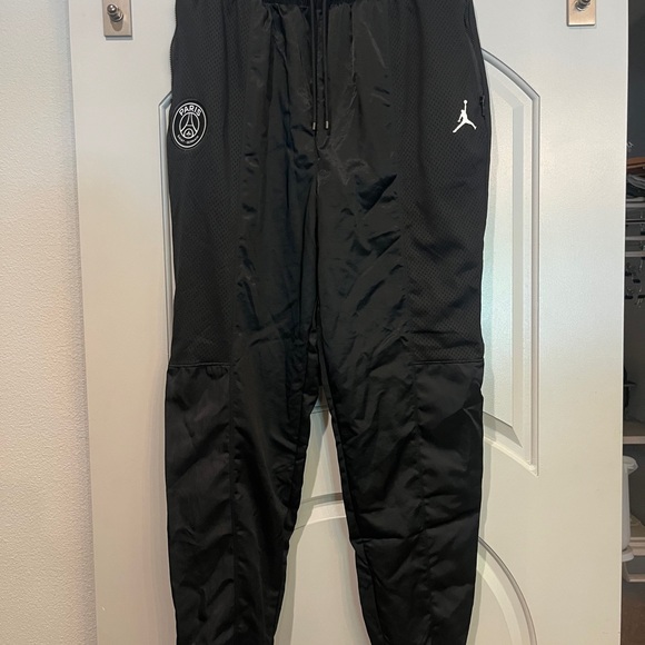 Air Jordan X Paris Saint Germain silky Black warm up track style pants. GUC! - Picture 1 of 14